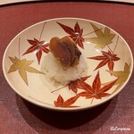 御料理 寺沢 - 自家製の唐墨の飯蒸し