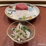 御料理 寺沢 - 塩竃産の塩竃ひがしもののトロと南風泊産の天然とら河豚の鉄鎖とブツ