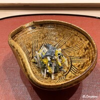 御料理 寺沢 - クロカワ､林檎､胡瓜､菊花の胡桃和え