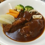 キッチン ブルー グローブ - 牛すね肉のシチューと焼き野菜のアップ