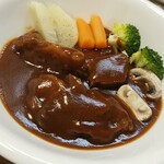 キッチン ブルー グローブ - 反対側こら、ごろごろ肉が入ってます