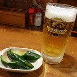 粋仙 - お通しとビール