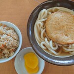 牧のうどん - 丸天うどん＋かしわめし