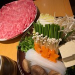 Shabushabu Nihonryouri Kisoji - 和牛霜降りしゃぶしゃぶ・野菜盛り（3人前」