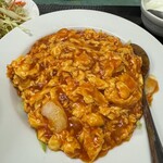 中華料理 三喜 - 日替わり エビと玉子のチリソース
