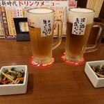 Shinnji Dai - 生ビール、お通し