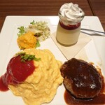 洋食&スイーツ EVERY DAY BURG - 牛100％ハンバーグ&オムライスプレート1848円