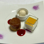 Haze - タルトタタン、豆乳のブランマンジェ マンゴーソース、甘酒のアイス