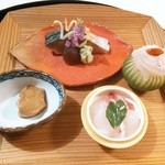 たか田八祥 - お造り（酢サバ・鯛・エビ・イカ）