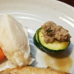 キッチン ブルー グローブ - ズッキーニにもデュクセルを乗せます