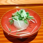 森ふじ - かぶをとろとろに煮たものに水菜をのせて鰹のお出汁で