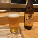 奴寿司 - 瓶ビール中瓶(アサヒ熟撰)