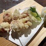 地酒と道産食材 一笑 - 一笑名物、筋子の天ぷら