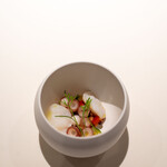 レストラン オオツ - 2023.11 那珂湊産水蛸 発酵パプリカ 山えのき茸 エストラゴンオイル