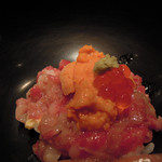 池袋 はなれ - ミニ海鮮丼＆名古屋コーチンのスープ