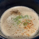 らぅめん考房 ありがた屋 - 「濃厚豚白湯つけ麺（1,000円）」、「麺大盛(150円)」、「半熟味玉子（150円）」、「ローストポーク２枚（350円）」