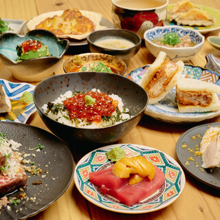 【오마카세】 제철의 현지 식재료와 전국 특선 식재고기도 생선도 조금씩을 많이