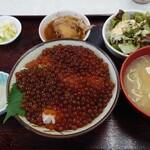 ゆたか食堂 - 日替わり定食 イクラ丼 900円 全景