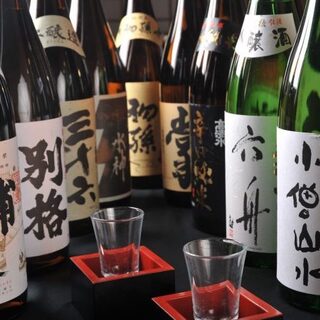 Various local sake ordered from all over Japan