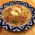 パスタトピザ - 和風カルボナーラ
あっさりだけど、しっかり出汁がきいていて美味しかった
 (*´ڡ`●)
