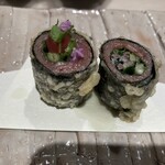 Beef Atelier うしのみや東京 - 薄衣揚げ ザブトンの巻物