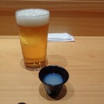 まんてん鮨 - まずは乾杯ﾉﾝｱﾙﾋﾞｰﾙと❶しじみ汁