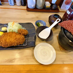 とんかつ 神楽坂 さくら - リブロースかつ定食 230g+カキフライ1個