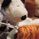 bistro D - ちびつぬ「巻いて巻いて・・・うりゃ～」麺がもちもちしていて、ボキ好みのパスタです。