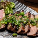 Thick-sliced grilled Cow tongue with green onion salt sauce