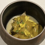 Grand rocher - アワビ料理(底は洋風茶碗蒸し風仕立て)