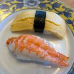 SUSHI板前バル LIVE・FISH・MARKET - お任せセットは８貫のセットでたまごとエビ。