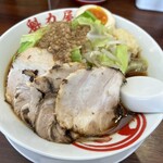 ラーメン魁力屋 - にんにく背脂醤油ラーメン（背脂抜き）＋煮卵
            990円＋132円