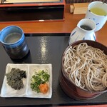 Takenoya - 蕎麦湯(上左) 出汁の徳利(上右) 薬味(上左) 