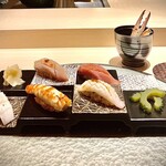 渋谷 天婦羅 ふじもと - 鮨5貫