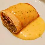 鮨 詠心 - カニの包み揚げ。これはもはや、新たな甲羅を纏った新種のカニさ！