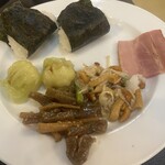 望湖楼 - 翡翠餃子、きのこの和物、牛蒡と蒟蒻の炒め物