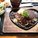 310食堂 - あか牛100%ハンバーグ&あか牛ステーキ定食　2,490円