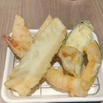 札幌かすそばtoてんぷら風土 - 天ぷら５種盛り　エビ、イカ、とり天、カボチャ、ナス