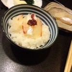桜田 - ご飯・香の物　（鯛は自分で乗せました）