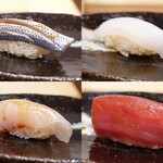 Sushi miyuki - 小肌、墨烏賊、縞鯵、赤身