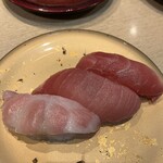 本陣 - 鮪三種　トロ、中トロ、マグロ。マグロ美味しくおかわり。