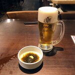 笑酒屋 極限流 - 選べるお通しは、もずく酢にしました