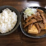 Motsuni To Niboshi Soba Chuuka Soba Shinya Shokudou - 煮干しそばと もつ煮小 ライス小セット (ランチ限定) 1220円