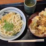 香の川製麺 - かけうどん(1玉)+ミニかしわ天丼