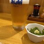 味のまる藤 - 生ビール、お通し