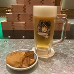 本田商店 中目黒 - ビール&お通しのさつまいもチップス