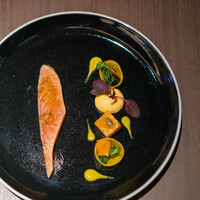 JAM17 DINING - 柑橘でマリネしたサーモンの炙り 南瓜のヴァリエーション
