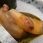 銀座 しのはら - 帆立のブランデー醤油漬け　酒盗和え