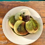 マテリアル カフェ - リニューアルした宇治抹茶パンケーキ