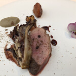 ラ・テラス - 鴨。　備え付けの苦味とパンチェッタね旨味と　全てバランス良し！　関心。